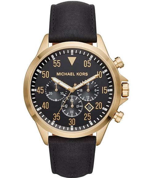 michael kors men's gage chronograph leather watch|Men's Chronograph Gage Black Leather Strap Watch 45mm .